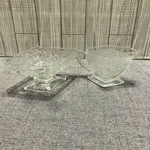 Vintage Indiana Glass Clear Glass Creamer and open sugar set